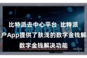 比特派去中心平台  比特派数字账户App提供了肤浅的数字金钱解决功能